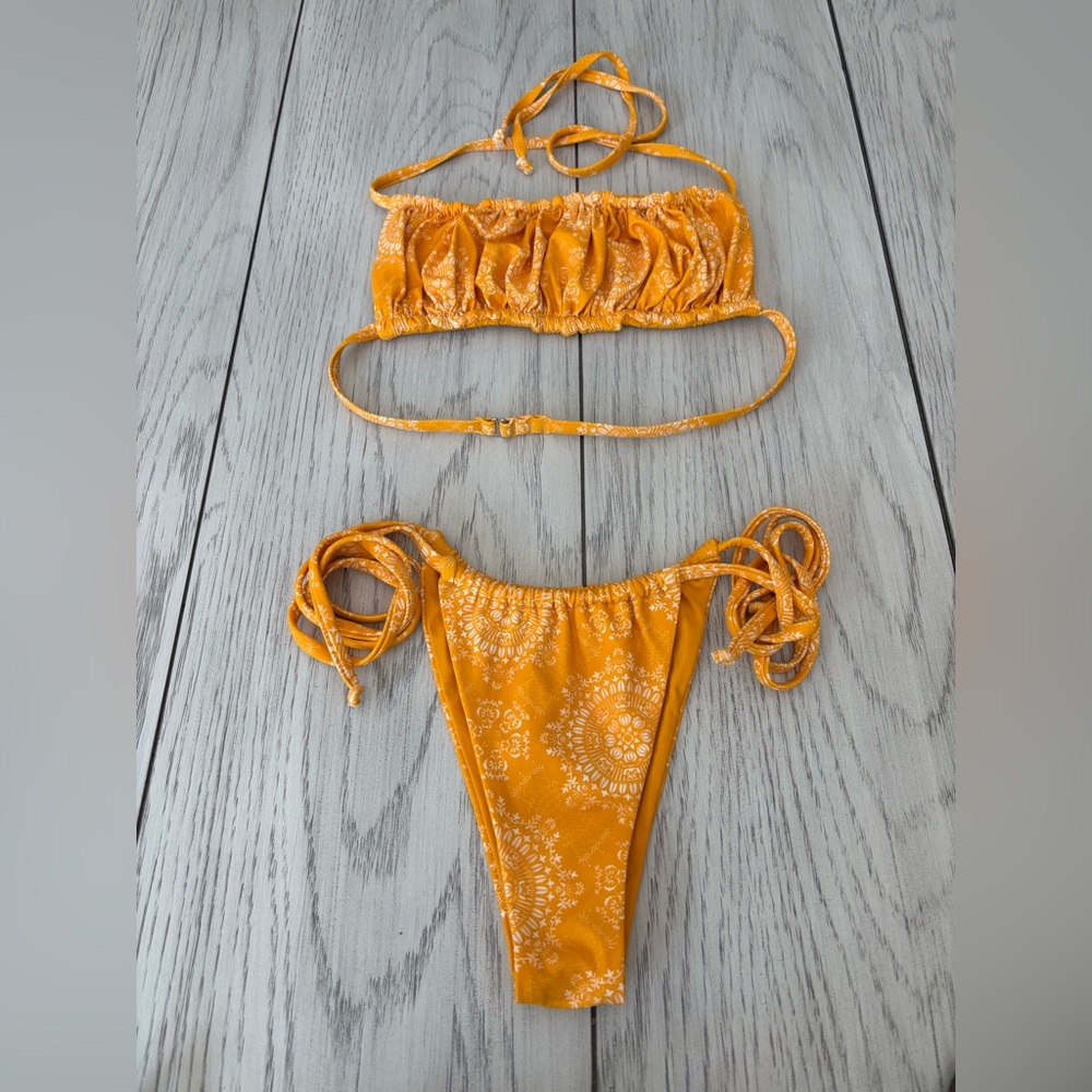 Aro swim, XS, orange floral, condition: new , material: nylon, spandex